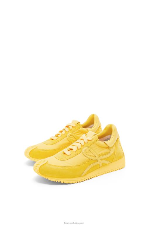 Loewe Women Flow runner in suede and nylon 206XF652 Yellow
