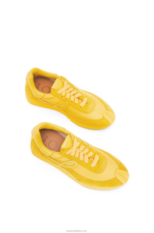 Loewe Women Flow runner in suede and nylon 206XF652 Yellow