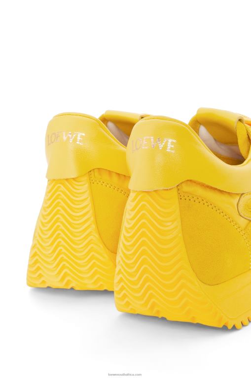 Loewe Women Flow runner in suede and nylon 206XF652 Yellow