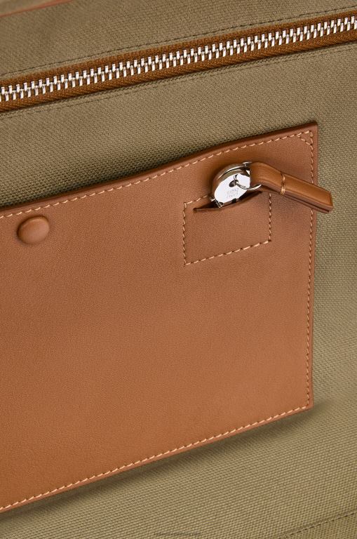 Loewe Men Amazona 44 bag in Anagram jacquard and calfskin 206XF161 Khaki Green/Tan - Image 10