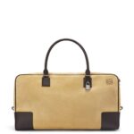 Loewe Men Amazona 44 bag in suede and calfskin 206XF160 Gold/Chocolate Brown