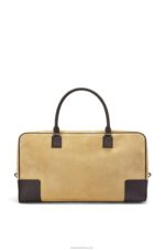 Loewe Men Amazona 44 bag in suede and calfskin 206XF160 Gold/Chocolate Brown - Image 5