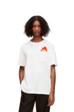 Loewe Men Calcifer pocket T-shirt in cotton 206XF828 White - Image 4