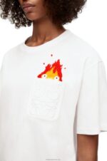 Loewe Men Calcifer pocket T-shirt in cotton 206XF828 White - Image 8