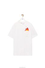 Loewe Men Calcifer pocket T-shirt in cotton 206XF828 White - Image 9
