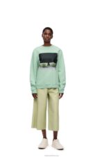 Loewe Men Ceramic print sweatshirt in cotton 206XF816 Pale Green - Image 2