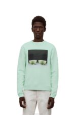 Loewe Men Ceramic print sweatshirt in cotton 206XF816 Pale Green - Image 3