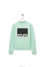 Loewe Men Ceramic print sweatshirt in cotton 206XF816 Pale Green - Image 6