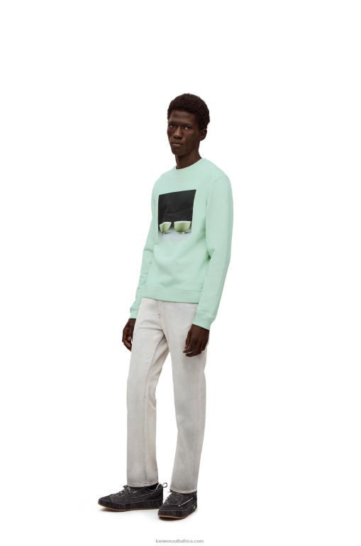 loewe_men_ceramic_print_sweatshirt_in_cotton_206xf816_pale_green.jpg Loewe Men Ceramic print sweatshirt in cotton 206XF816 Pale Green - Image 1