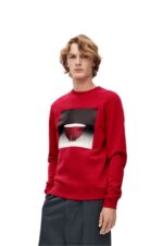 Loewe Men Ceramic print sweatshirt in cotton 206XF817 Red - Image 3