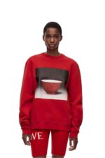 Loewe Men Ceramic print sweatshirt in cotton 206XF817 Red - Image 4