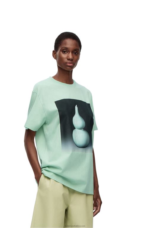 Loewe Men Ceramic print T-shirt in cotton 206XF820 Pale Green - Image 2