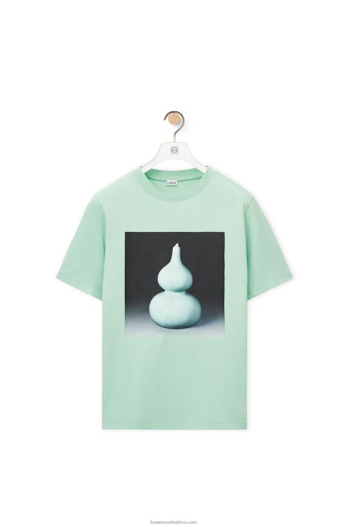 Loewe Men Ceramic print T-shirt in cotton 206XF820 Pale Green - Image 3