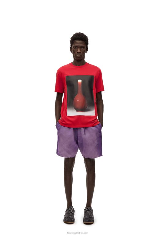loewe_men_ceramic_print_t_shirt_in_cotton_206xf821_red.jpg Loewe Men Ceramic print T-shirt in cotton 206XF821 Red - Image 1