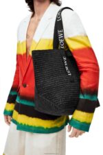 Loewe Men Fold Shopper in raffia 206XF15 Black - Image 2