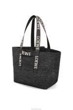 Loewe Men Fold Shopper in raffia 206XF15 Black - Image 3