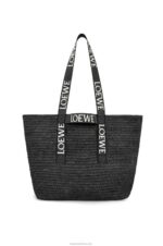 Loewe Men Fold Shopper in raffia 206XF15 Black - Image 5