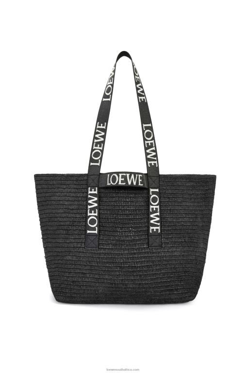 loewe_men_fold_shopper_in_raffia_206xf15_black.jpg Loewe Men Fold Shopper in raffia 206XF15 Black - Image 1