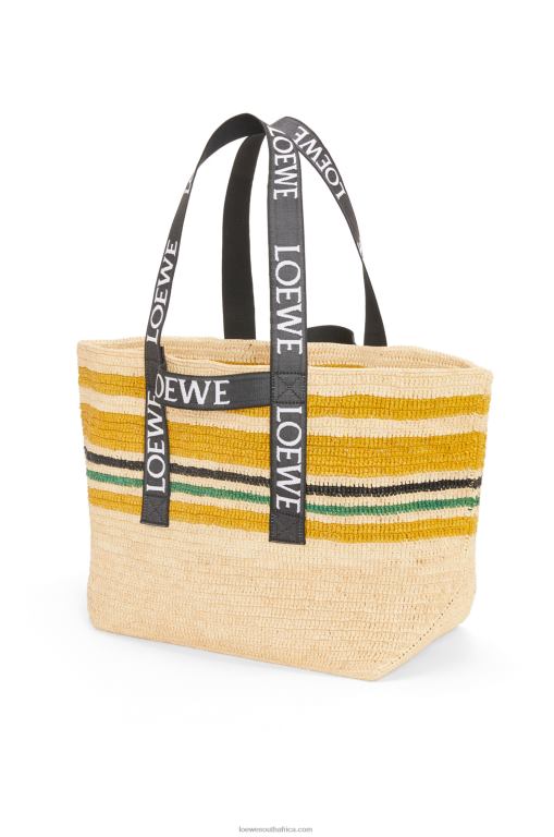 Loewe Men Fold Shopper in raffia 206XF16 Multicolor/Black - Image 2