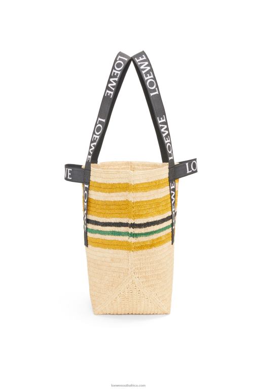 Loewe Men Fold Shopper in raffia 206XF16 Multicolor/Black - Image 3