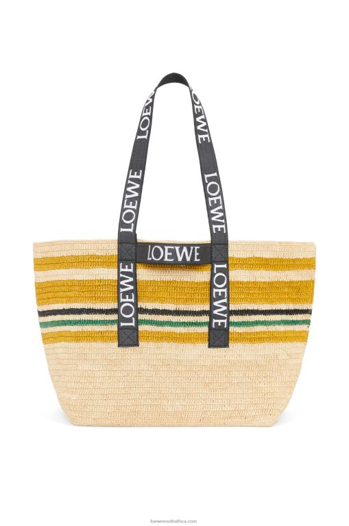 Loewe Men Fold Shopper in raffia 206XF16 Multicolor/Black - Image 4