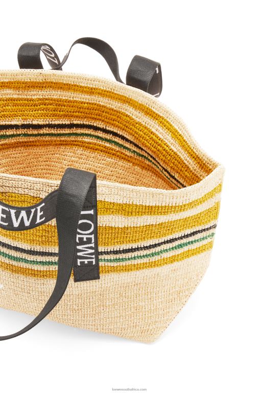 Loewe Men Fold Shopper in raffia 206XF16 Multicolor/Black - Image 5