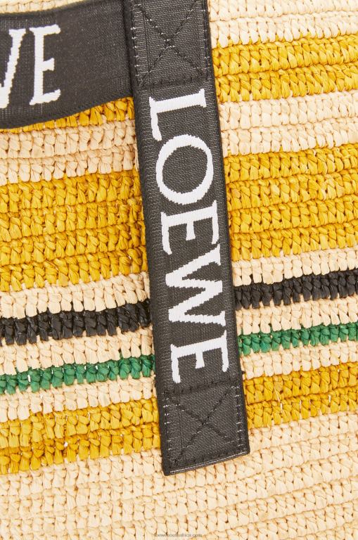 Loewe Men Fold Shopper in raffia 206XF16 Multicolor/Black - Image 6