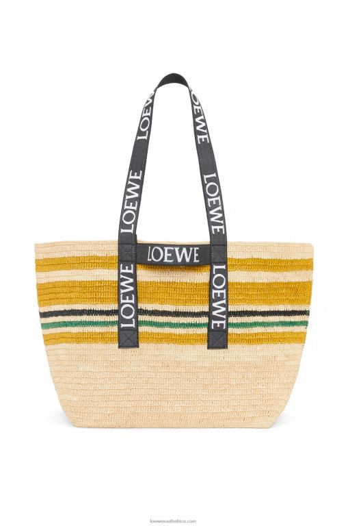 loewe_men_fold_shopper_in_raffia_206xf16_multicolor_black.jpg Loewe Men Fold Shopper in raffia 206XF16 Multicolor/Black - Image 1