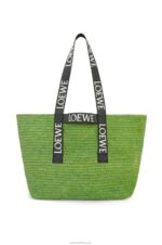 Loewe Men Fold Shopper in raffia 206XF29 Green/Black
