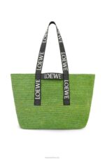 Loewe Men Fold Shopper in raffia 206XF29 Green/Black - Image 5