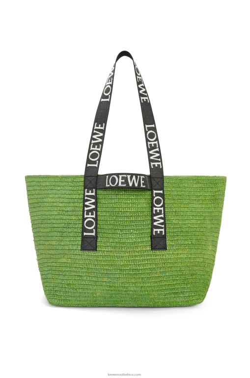 Loewe Men Fold Shopper in raffia 206XF29 Green/Black - Image 5