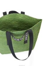 Loewe Men Fold Shopper in raffia 206XF29 Green/Black - Image 6