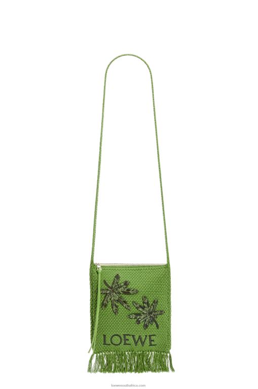 Loewe Men Fringes crossbody bag in organic cotton 206XF231 Green - Image 5