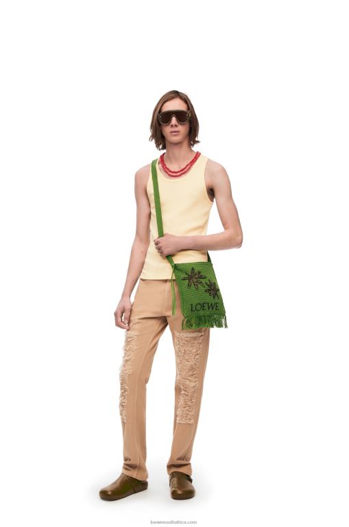 Loewe Men Fringes crossbody bag in organic cotton 206XF231 Green - Image 8