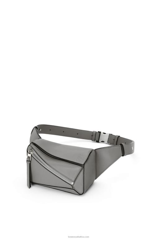 Loewe Men Mini Puzzle bumbag in classic calfskin 206XF570 Asphalt Grey - Image 4