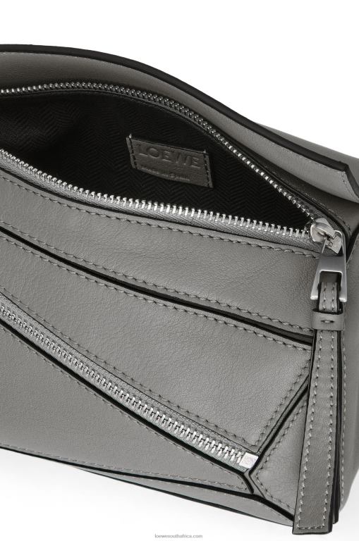 Loewe Men Mini Puzzle bumbag in classic calfskin 206XF570 Asphalt Grey - Image 6