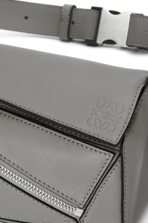 Loewe Men Mini Puzzle bumbag in classic calfskin 206XF570 Asphalt Grey - Image 7