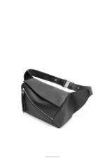 Loewe Men Small Puzzle bumbag in diamond calfskin 206XF566 Black - Image 3