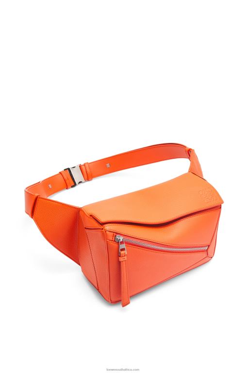 Loewe Men Small Puzzle bumbag in diamond calfskin 206XF568 Orange - Image 5