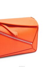 Loewe Men Small Puzzle bumbag in diamond calfskin 206XF568 Orange - Image 8