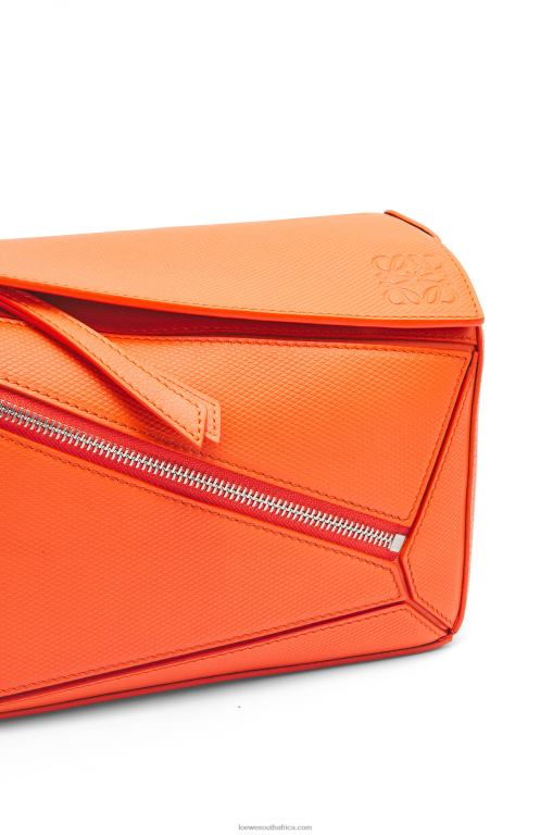 Loewe Men Small Puzzle bumbag in diamond calfskin 206XF568 Orange - Image 8