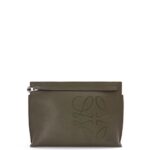 Loewe Men T Pouch in grained calfskin 206XF612 Dark Khaki Green