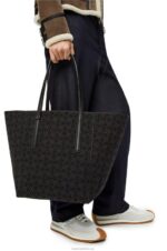 Loewe Men T Tote bag in Anagram jacquard and calfskin 206XF129 Anthracite/Black - Image 2