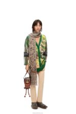 Loewe Men Turnip Head cardigan in wool 206XF1029 Green/Multicolor