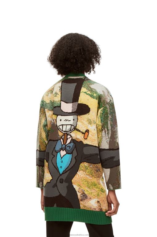 Loewe Men Turnip Head cardigan in wool 206XF1029 Green/Multicolor - Image 6
