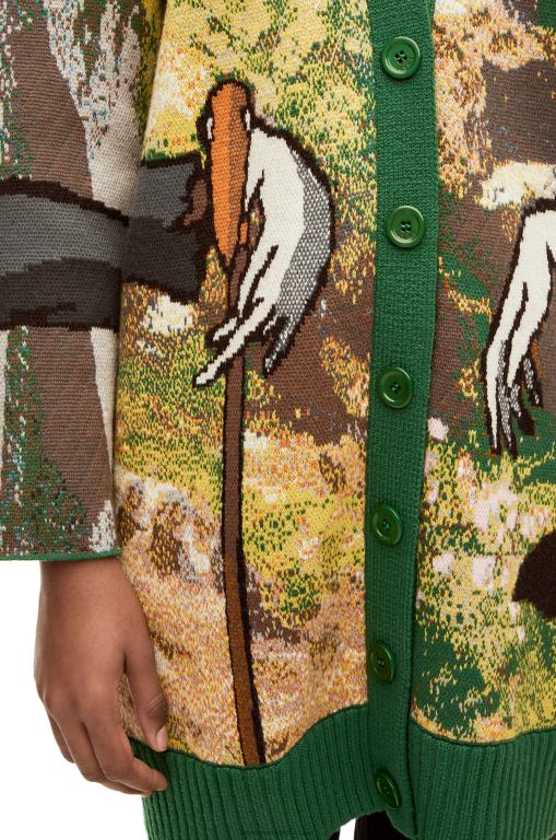 Loewe Men Turnip Head cardigan in wool 206XF1029 Green/Multicolor - Image 9