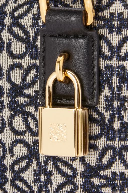 Loewe Women Amazona 16 Square bag in Anagram jacquard and calfskin 206XF139 Navy/Black - Image 11