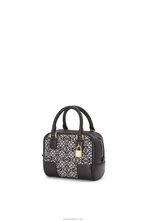 Loewe Women Amazona 16 Square bag in Anagram jacquard and calfskin 206XF139 Navy/Black - Image 4