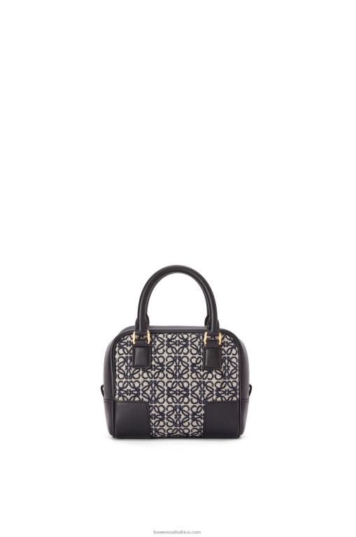 Loewe Women Amazona 16 Square bag in Anagram jacquard and calfskin 206XF139 Navy/Black - Image 6