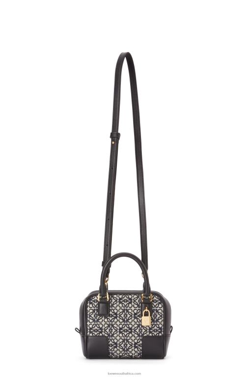 Loewe Women Amazona 16 Square bag in Anagram jacquard and calfskin 206XF139 Navy/Black - Image 7